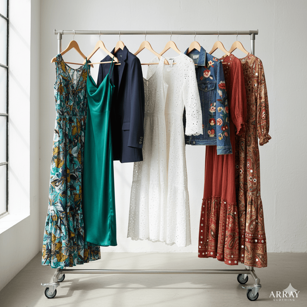 Premium clothes hanging on rack